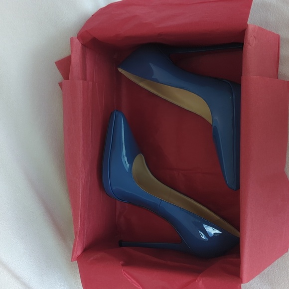 CHRISTIAN LOUBOUTIN | Pigalle Plato Blue Royal Patent Heels, 👠 🎁 💝 - Picture 10 of 12